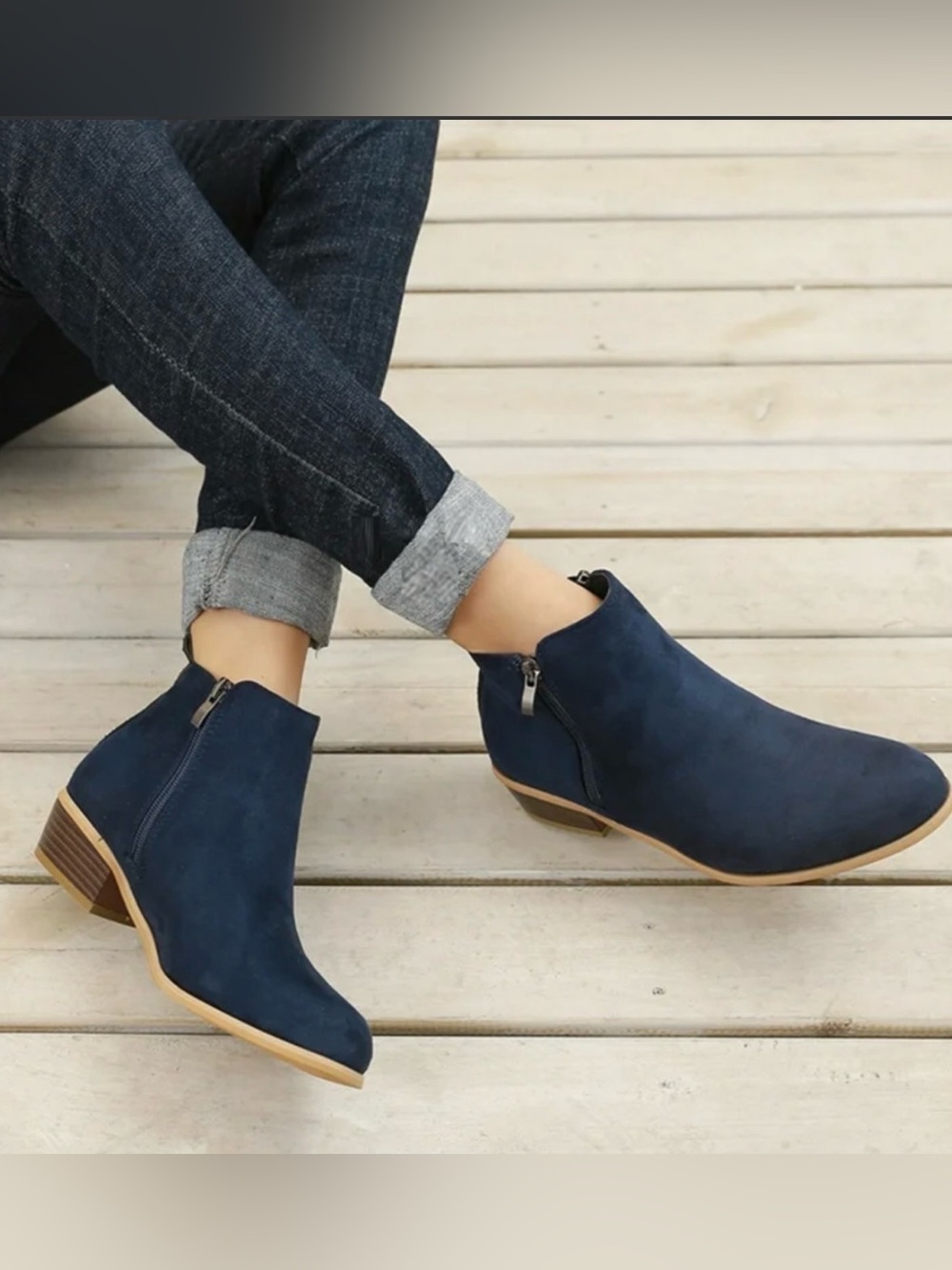 Style & Co Masrinna Navy Micro Suede Booties Size 9M